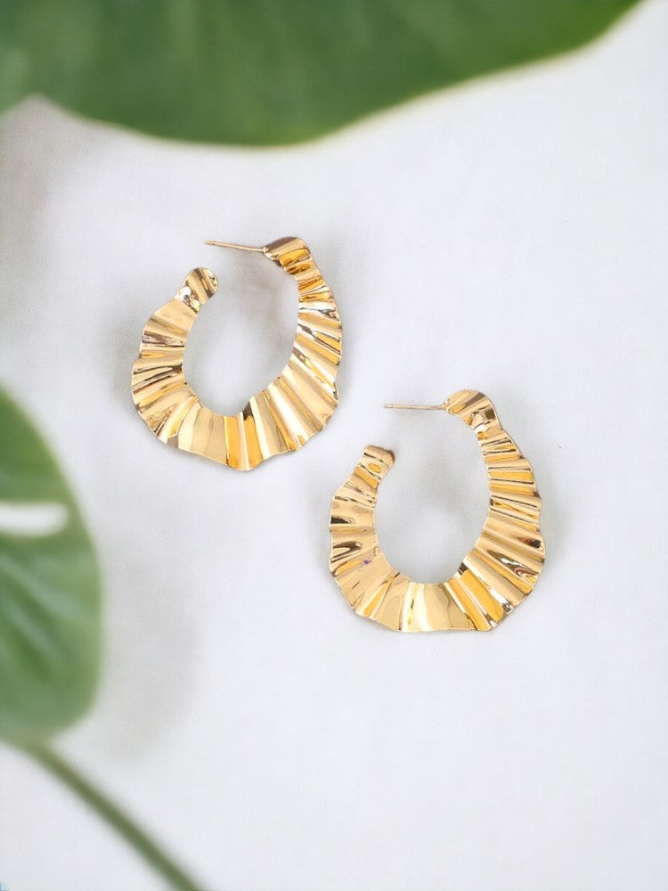 Golden Crinkled Hoops