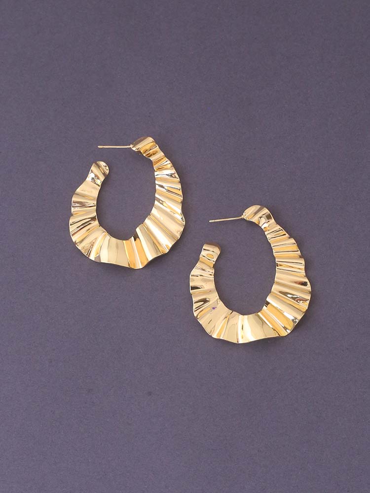 Golden Crinkled Hoops