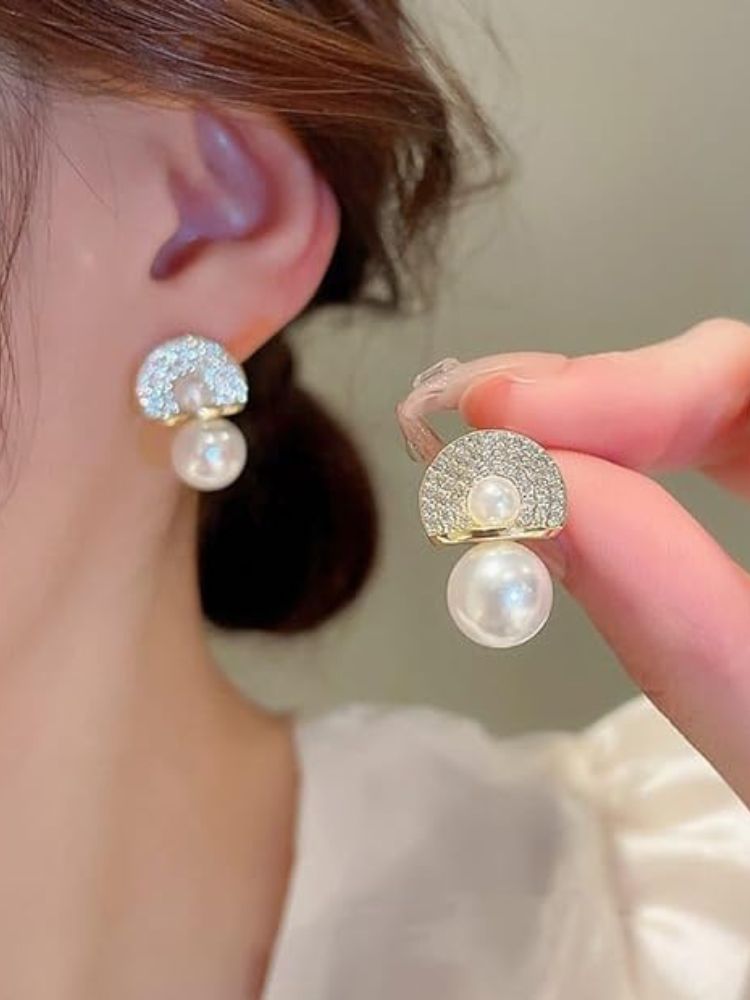 Golden Drop Pearl Studs