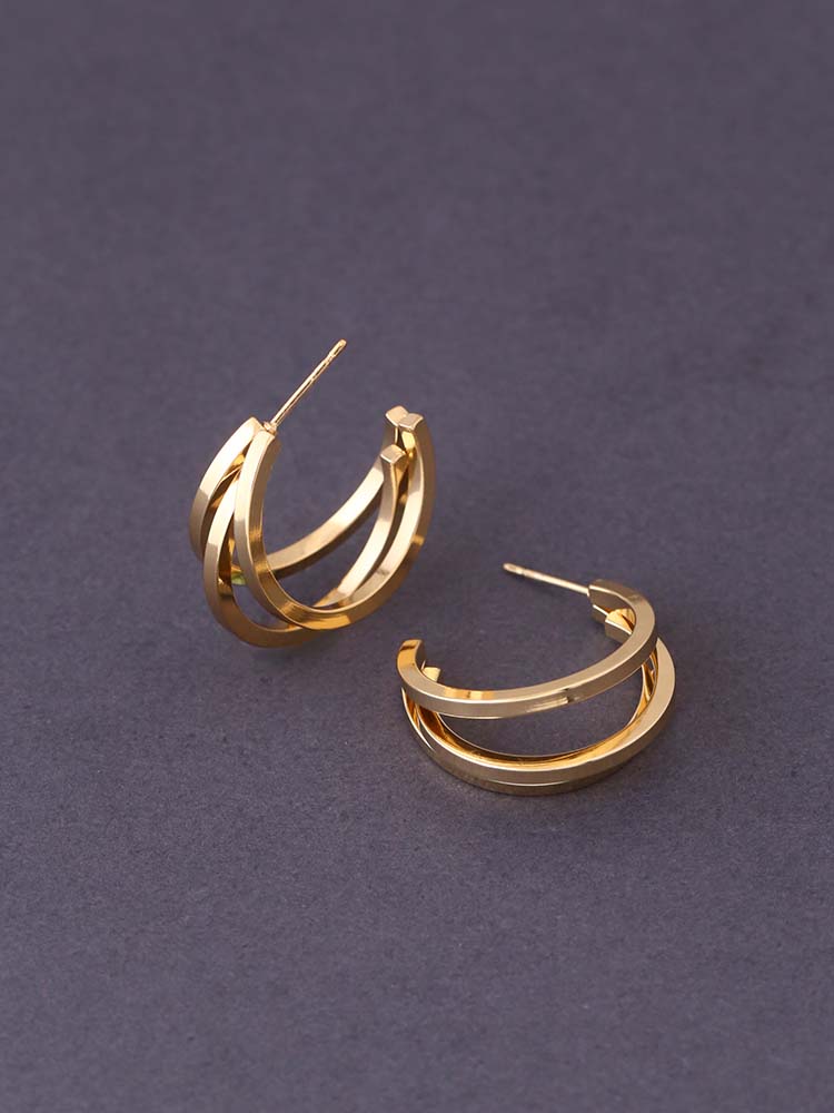 Golden Moon Shape Hoops