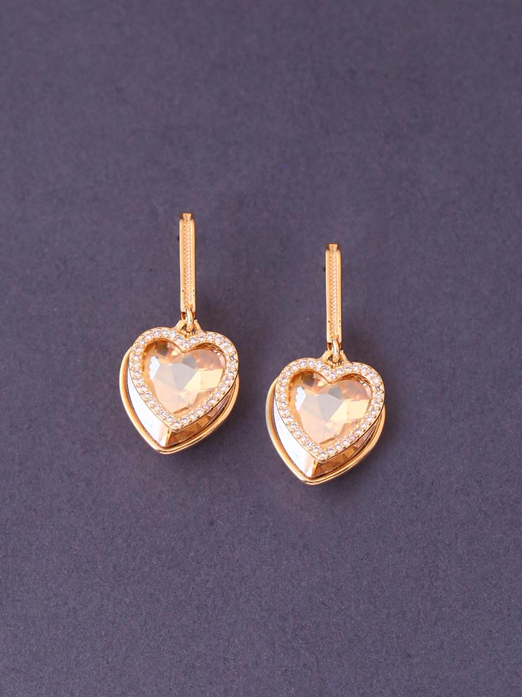 Golden Heart Stone Danglers