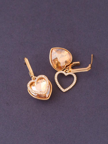 Golden Heart Stone Danglers