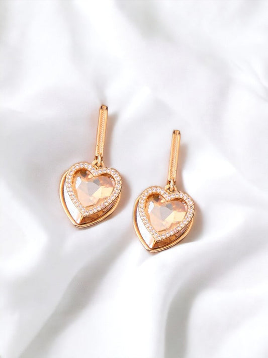 Golden Heart Stone Danglers