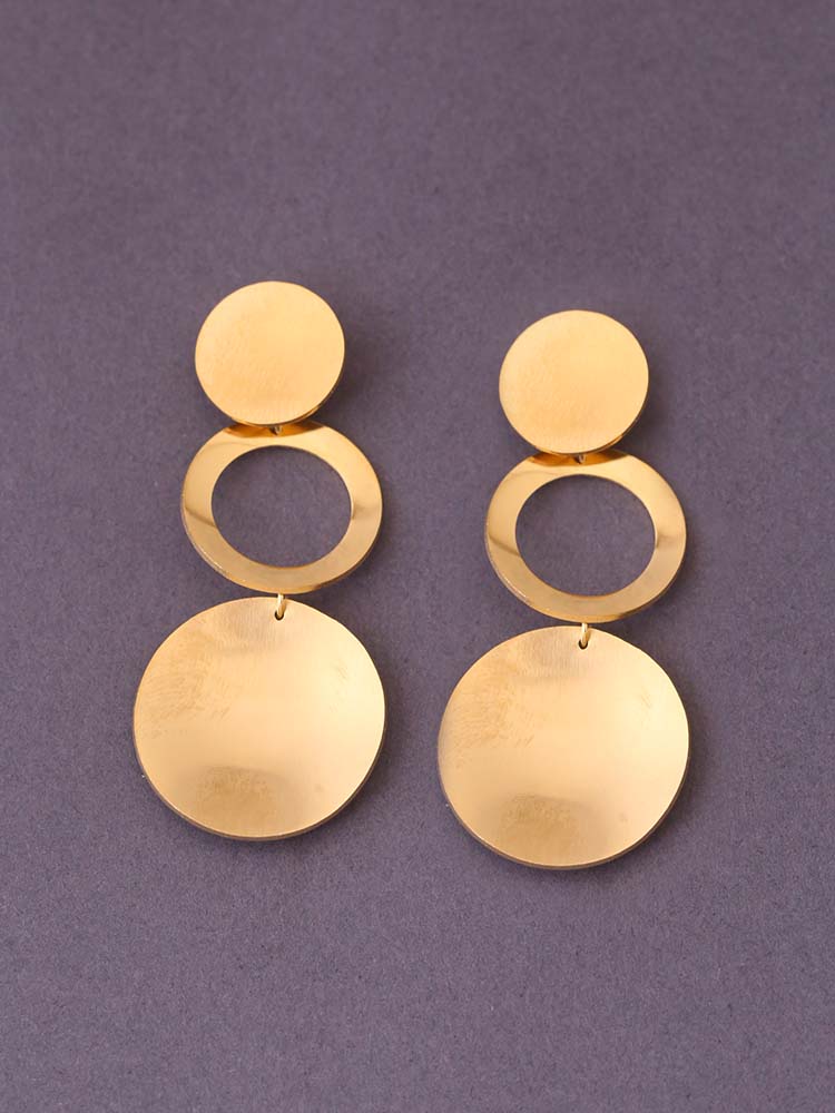 Golden Round Disc Danglers