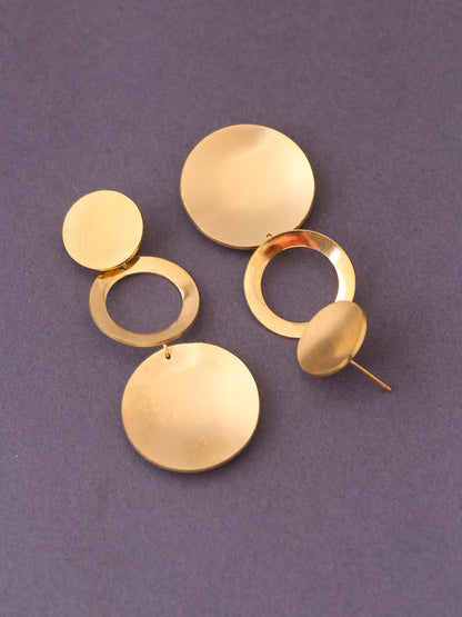 Golden Round Disc Danglers