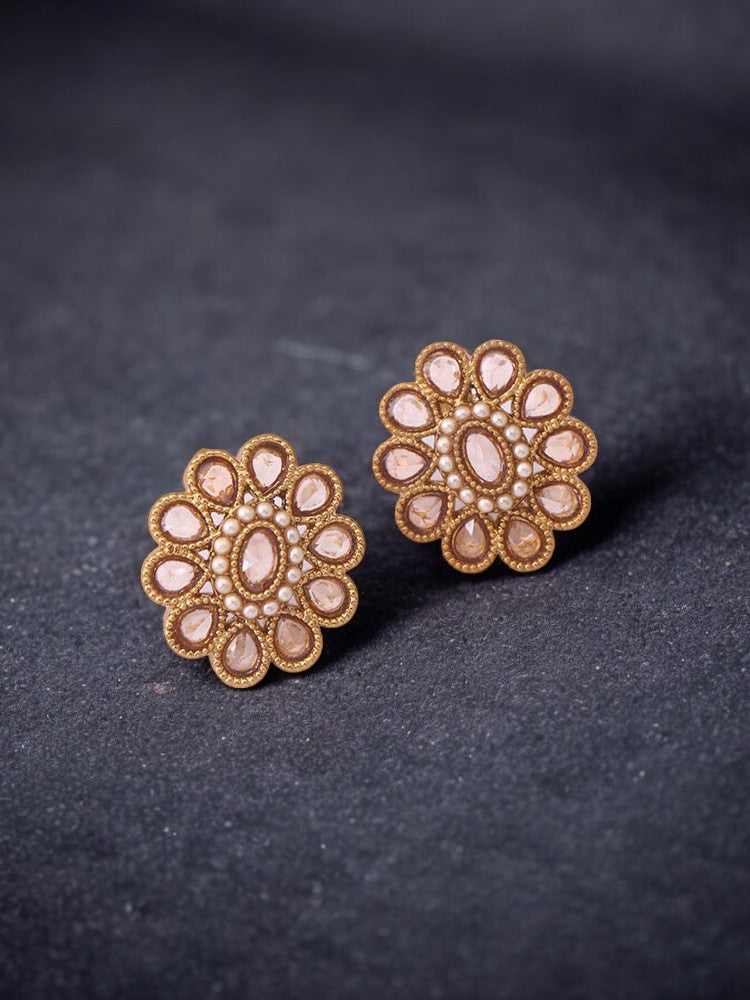 Golden Floral Studs