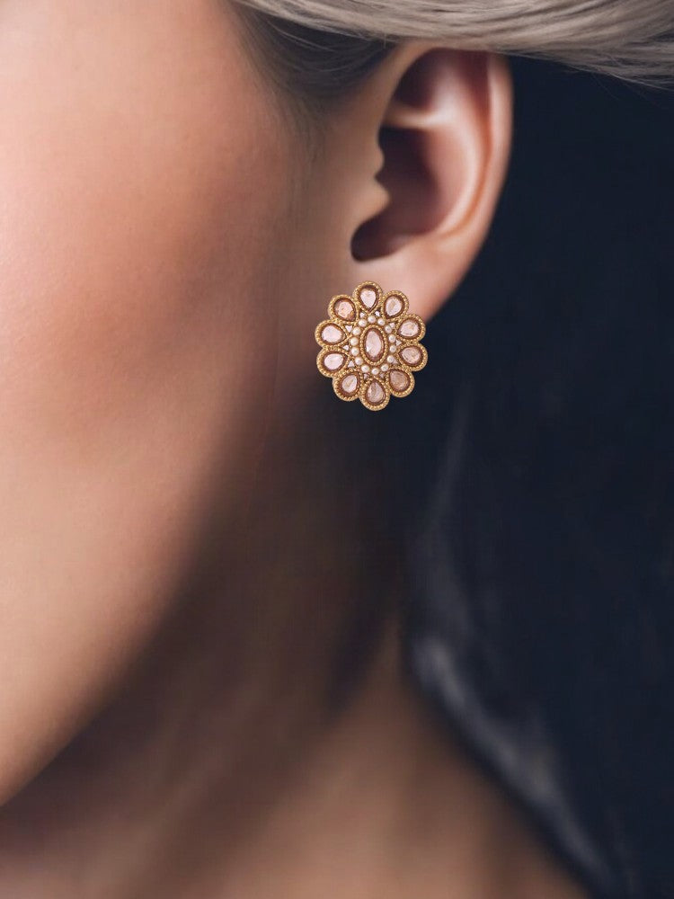 Golden Floral Studs