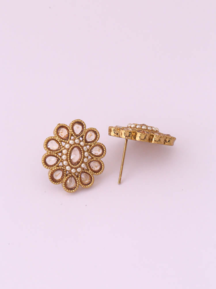 Golden Floral Studs