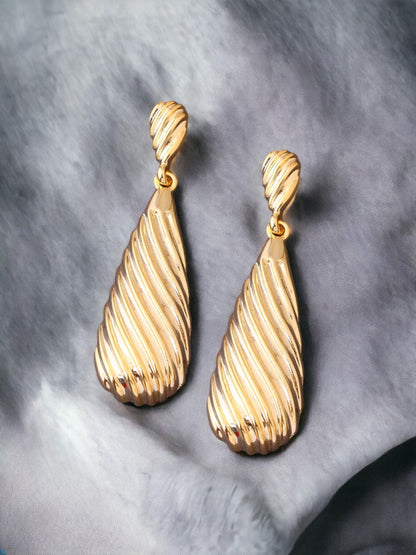 Golden Tear Drop Danglers