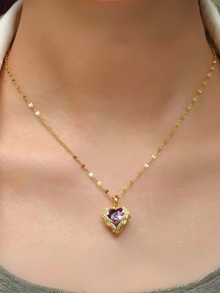 Golden Heart Crystal Pendant