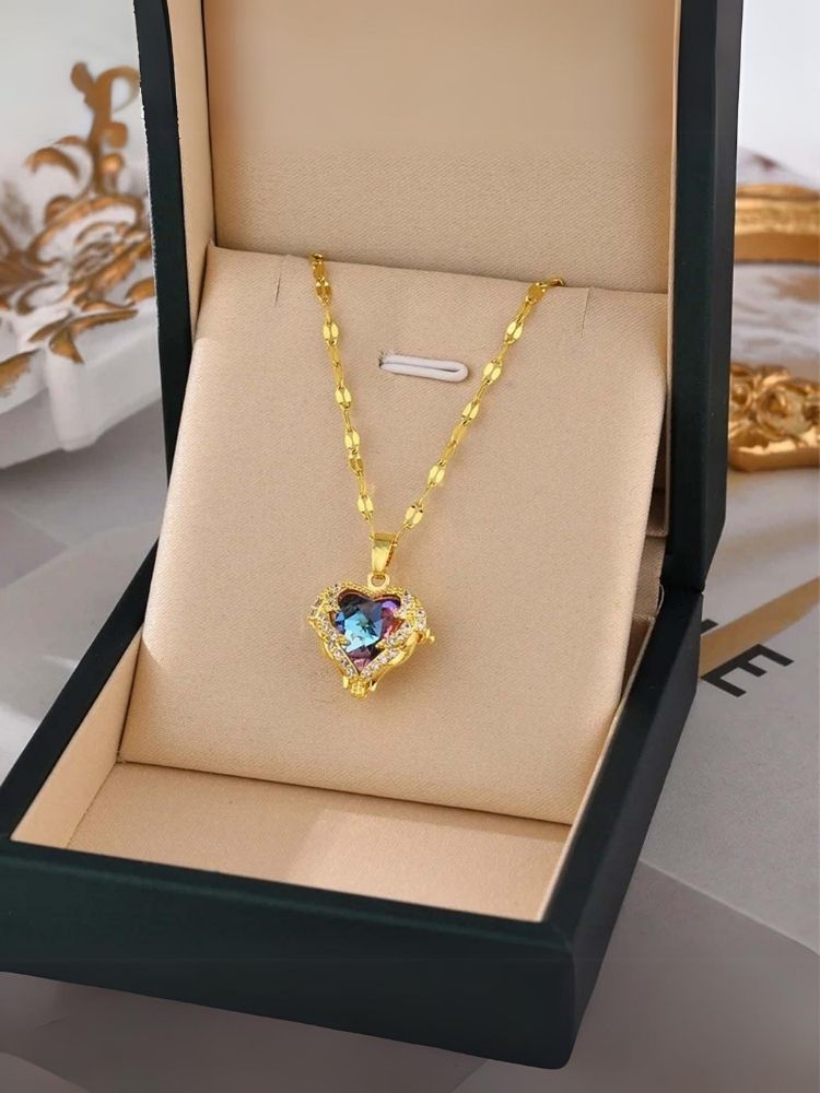 Golden Heart Crystal Pendant