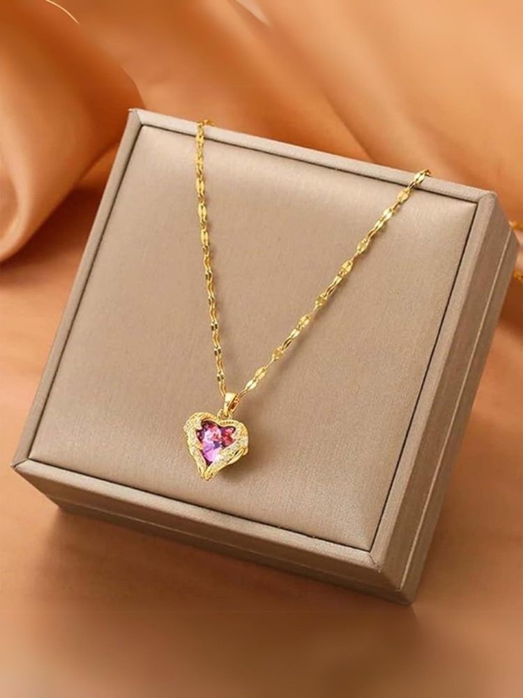 Golden Heart Crystal Pendant