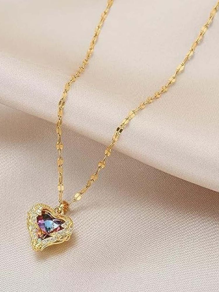 Golden Heart Crystal Pendant