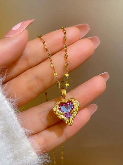 Golden Heart Crystal Pendant