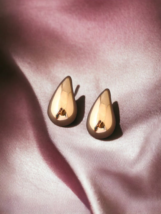 Golden Water Drop Studs