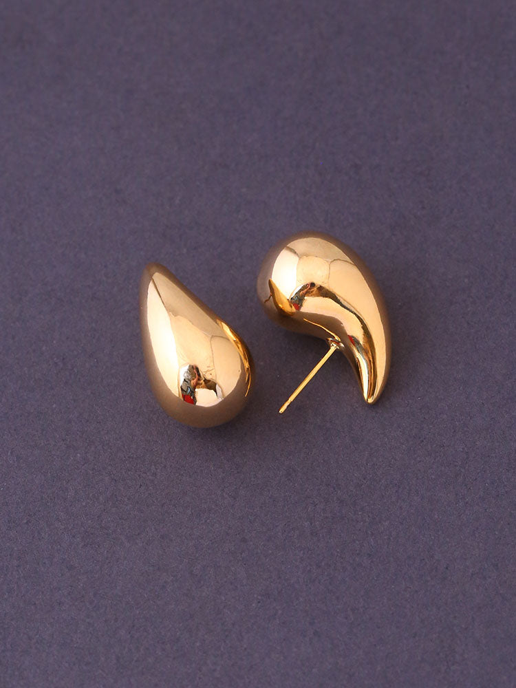 Golden Water Drop Studs