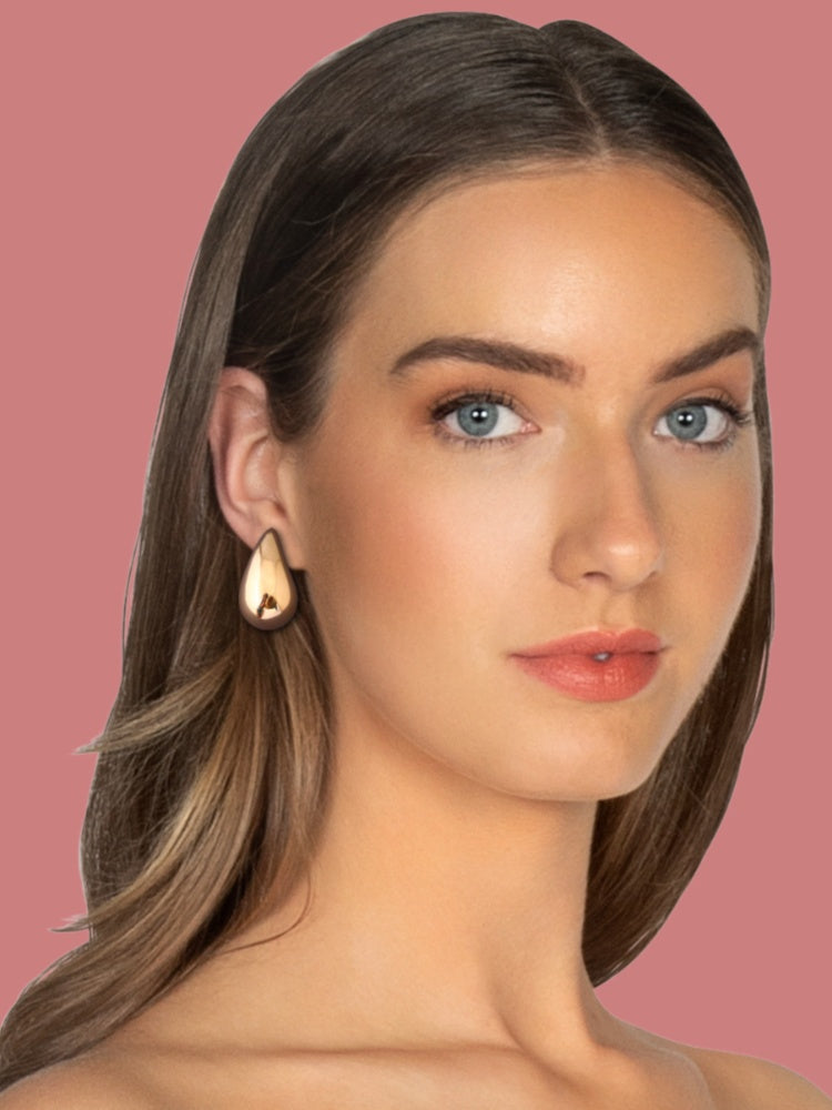 Golden Water Drop Studs