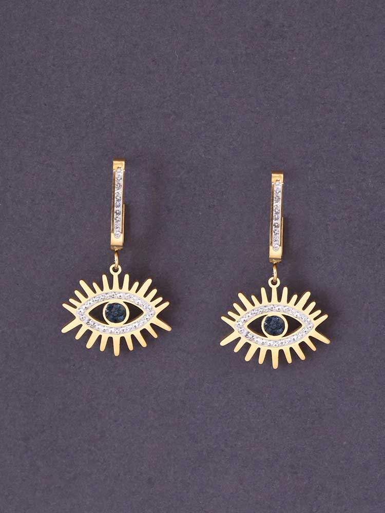 Golden Evil Eye Danglers