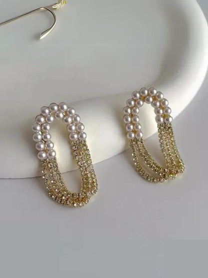 Golden Layered Pearl Danglers