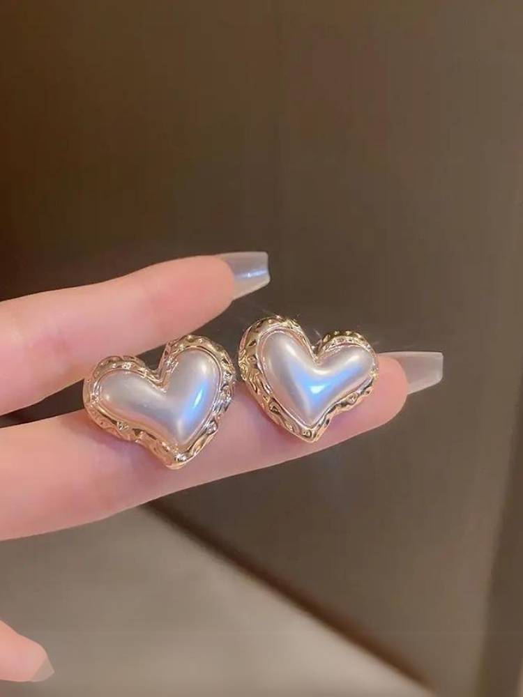 Golden Love Heart Studs