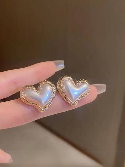 Golden Love Heart Studs