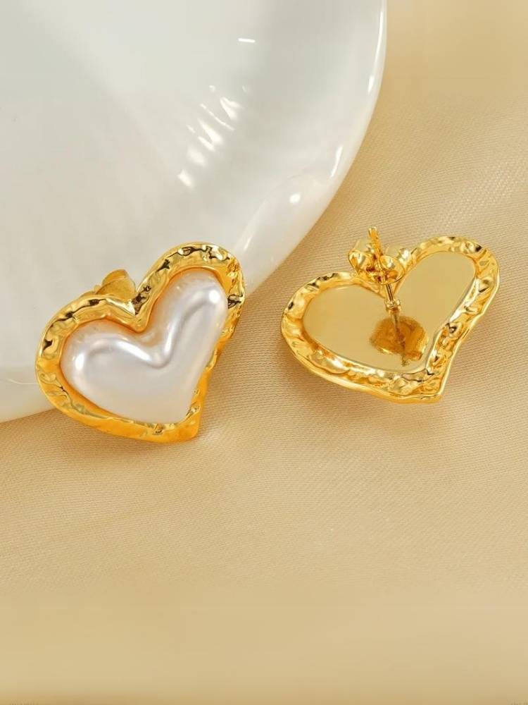 Golden Love Heart Studs