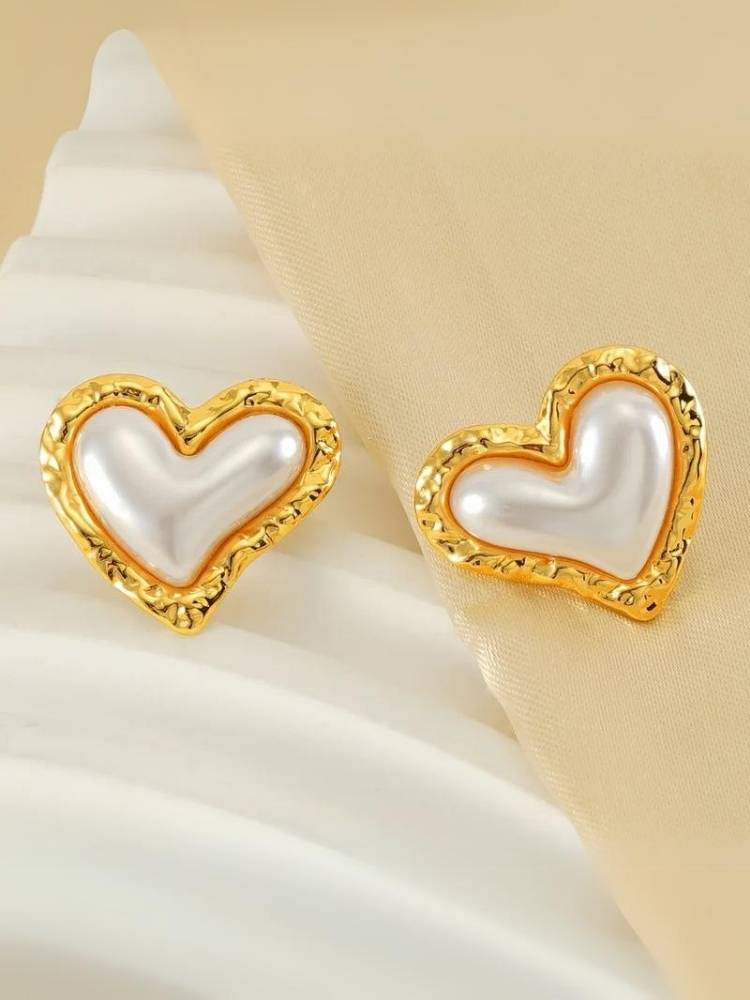 Golden Love Heart Studs