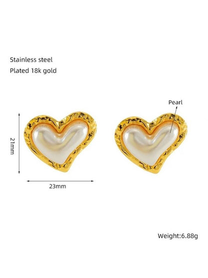 Golden Love Heart Studs