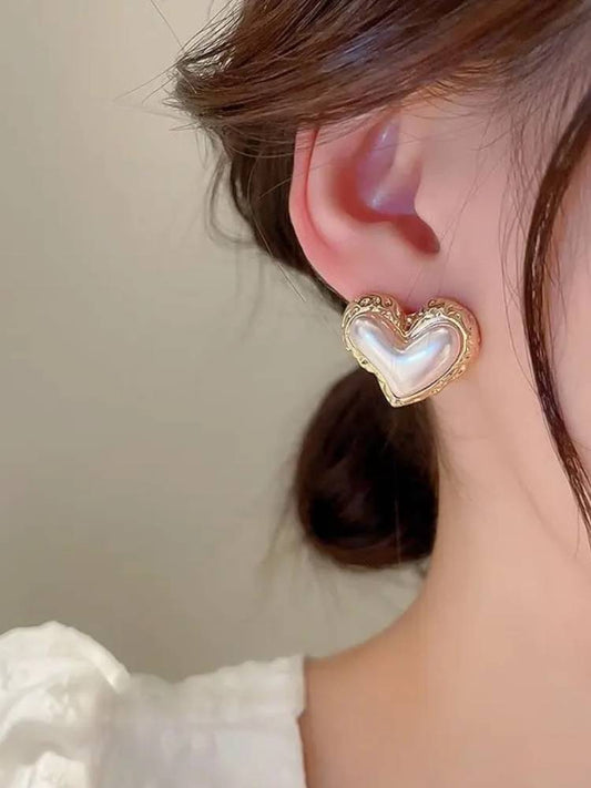 Golden Love Heart Studs