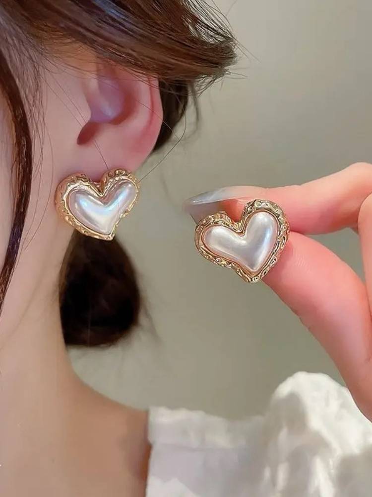 Golden Love Heart Studs