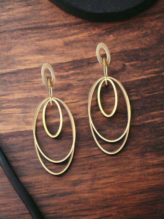 Golden Multi Oval Danglers