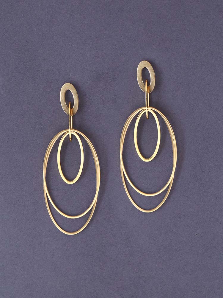 Golden Multi Oval Danglers