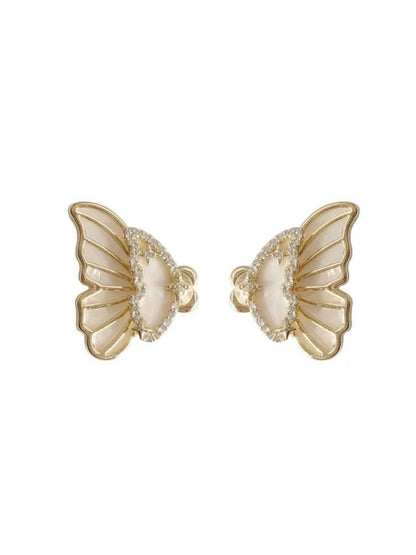 Golden Sparkle Butterfly Studs