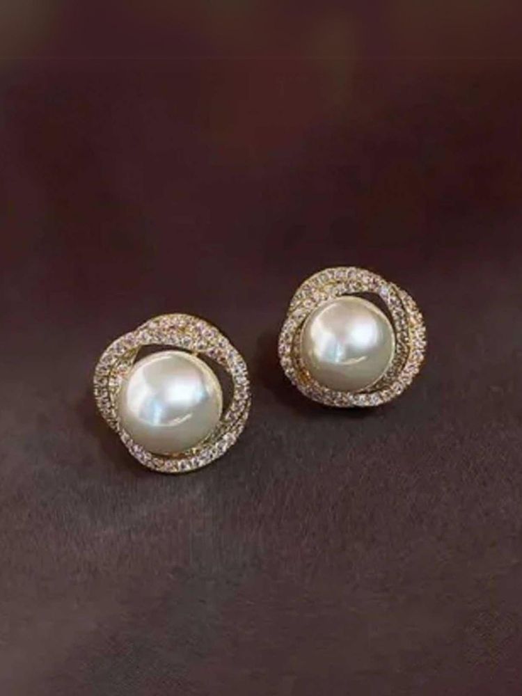 Golden Shiny Pearl Studs