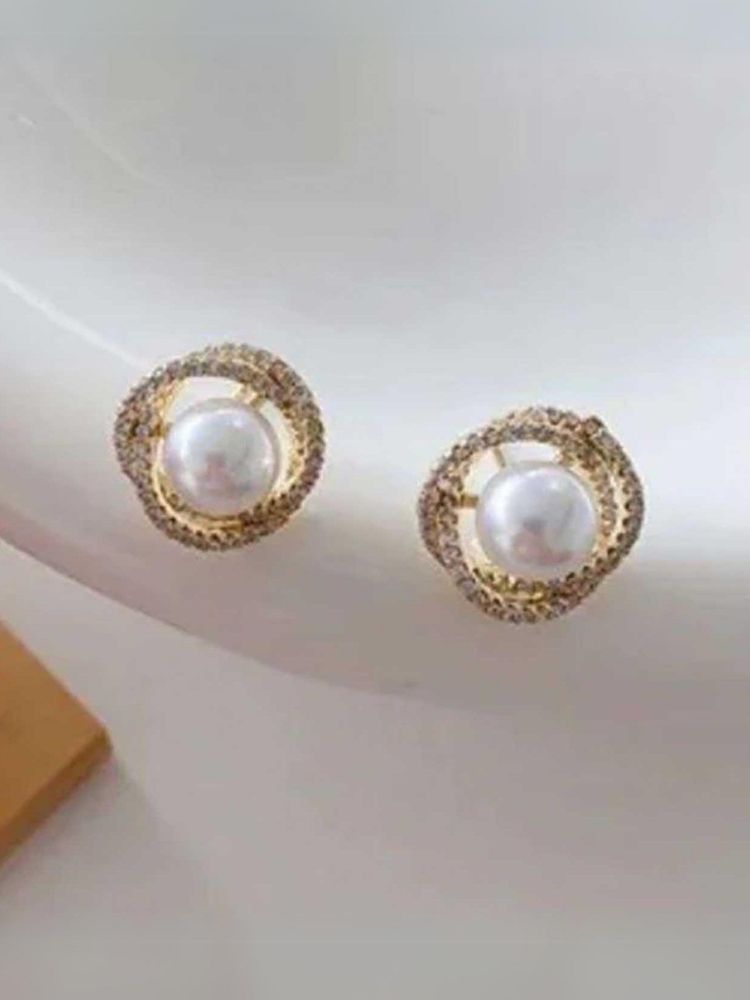 Golden Shiny Pearl Studs