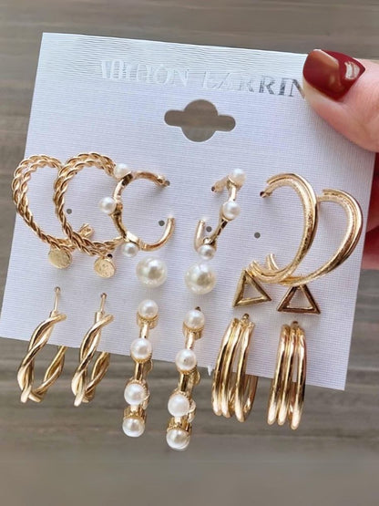 Golden Shutaey Earrings - Combo of 9