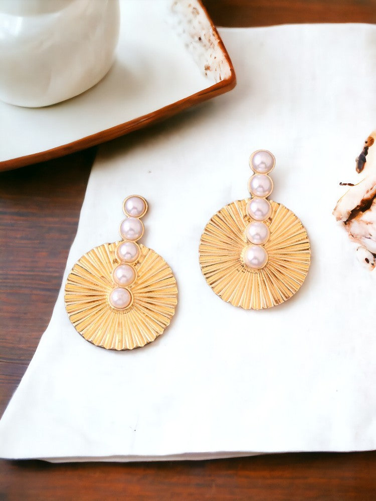 Golden Pearl Sun Studs