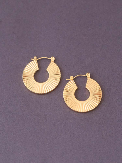 Golden Ribbed Curve Hoops