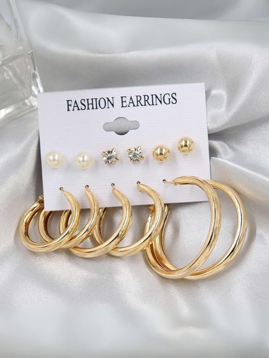 Golden Tayaste Earrings - Combo of 6