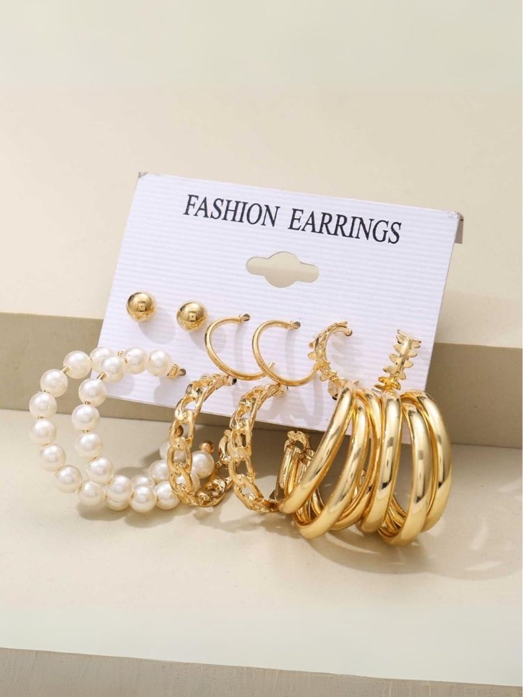 Golden Yair Earrings - Combo of 6