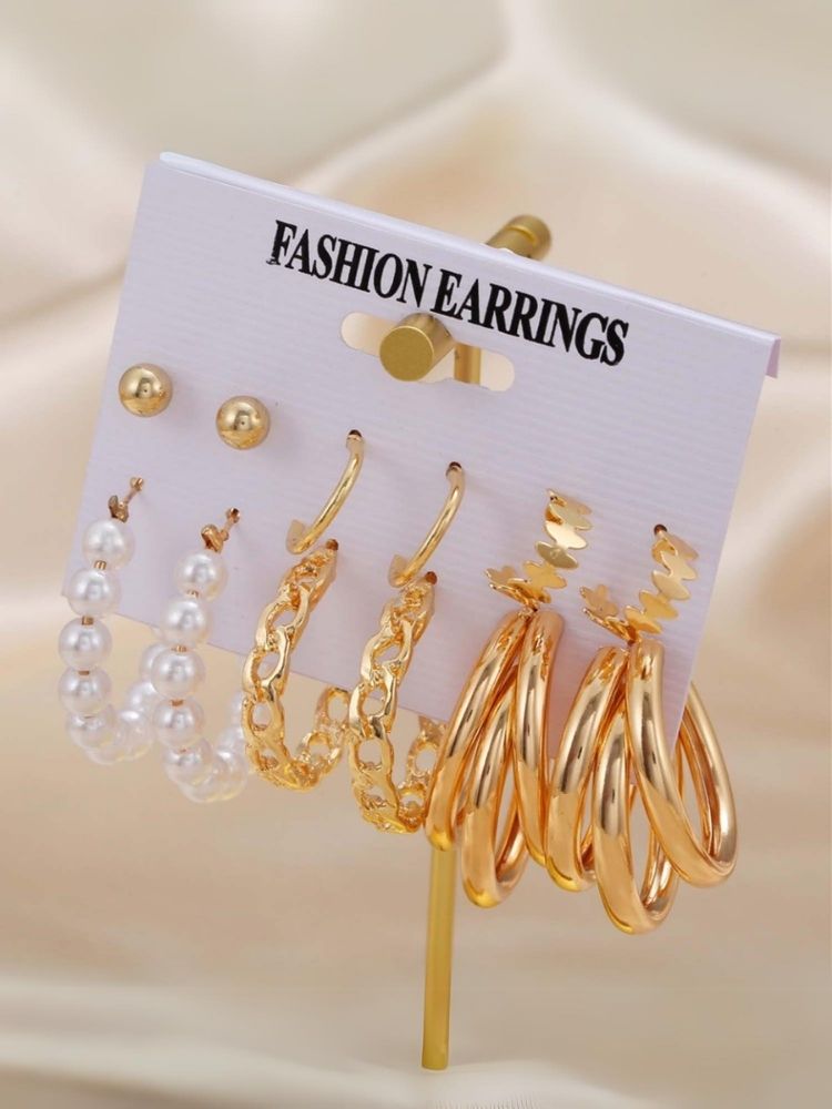 Golden Yair Earrings - Combo of 6