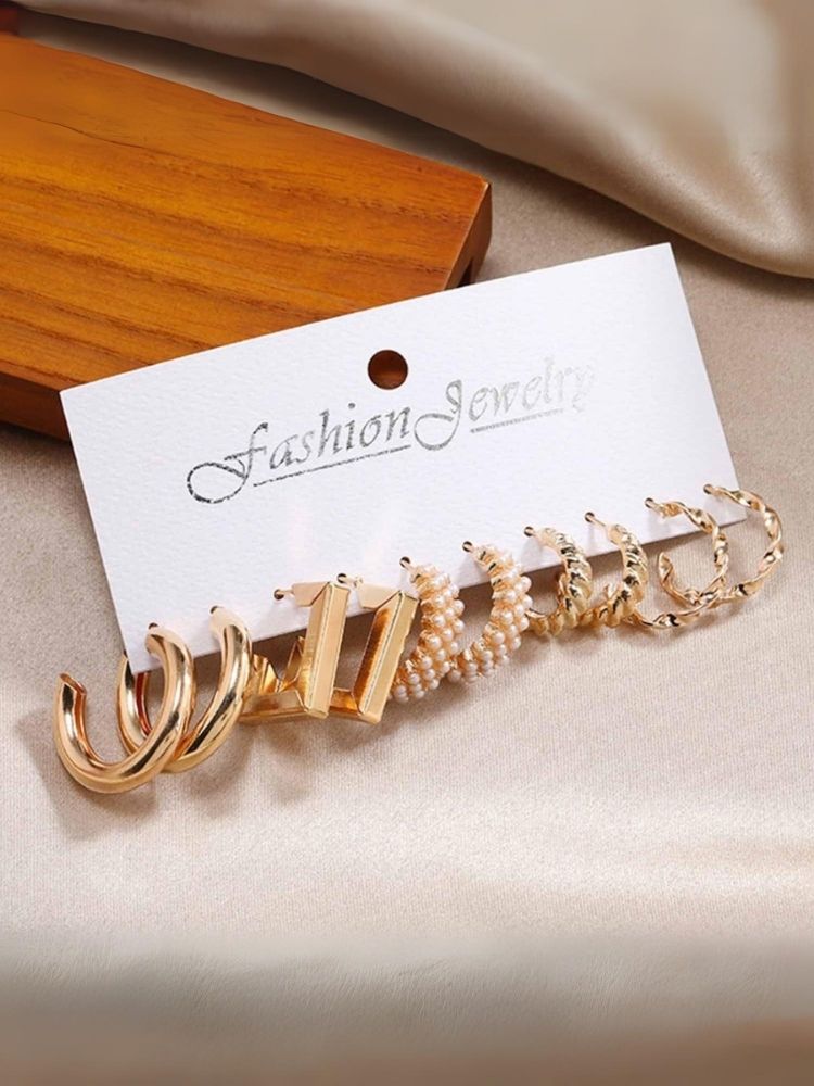 Golden Yitzchok Earrings - Combo of 5