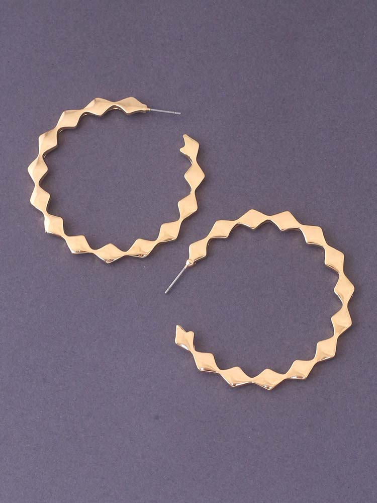 Golden Zig Zag Hoops