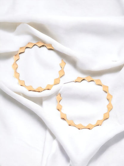 Golden Zig Zag Hoops