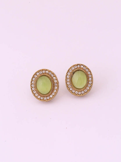 Green Oval Studs