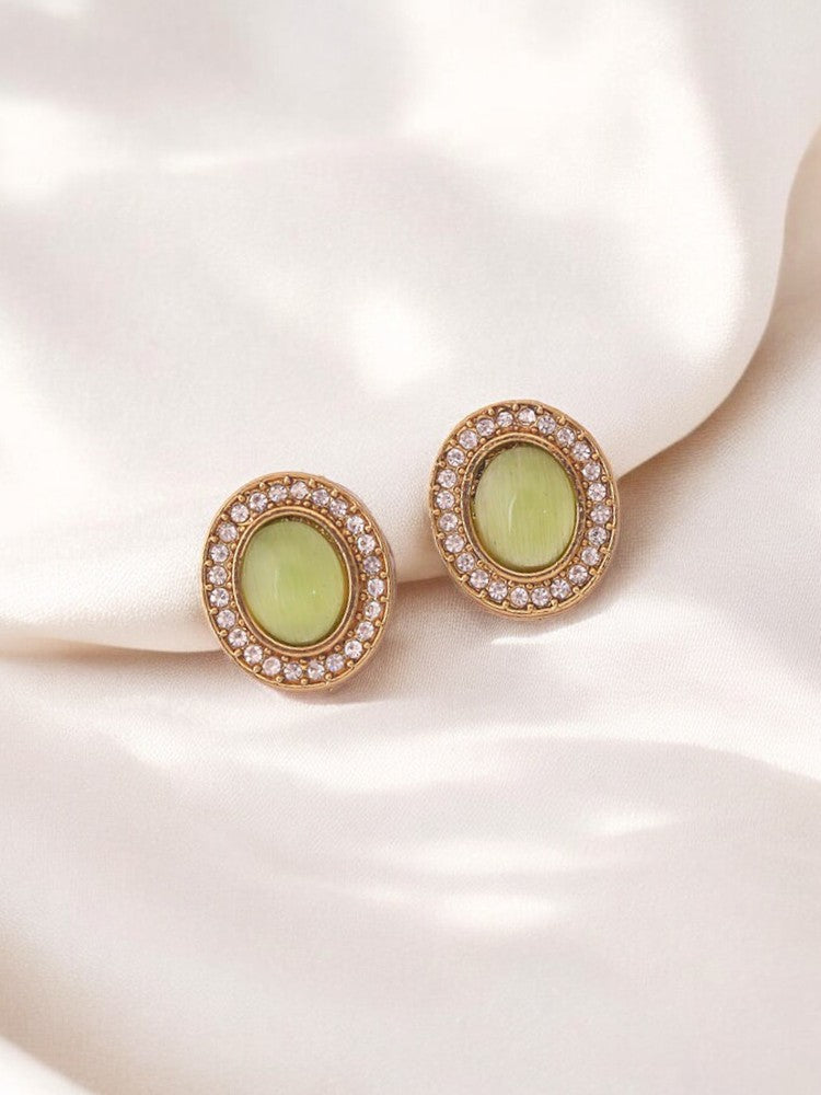 Green Oval Studs