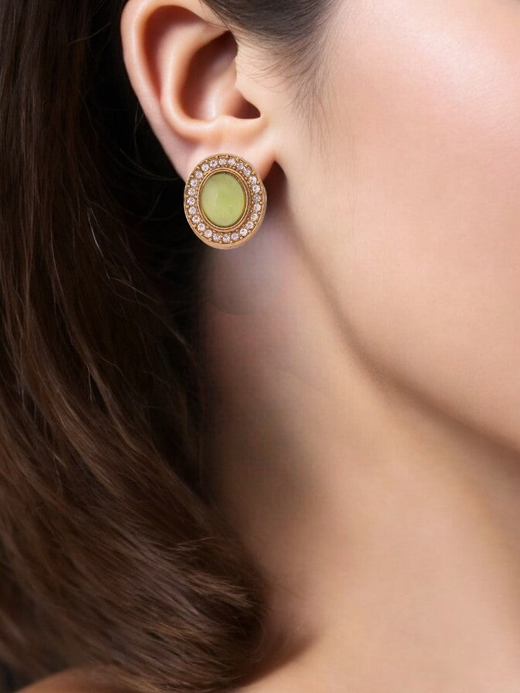 Green Oval Studs