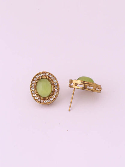 Green Oval Studs