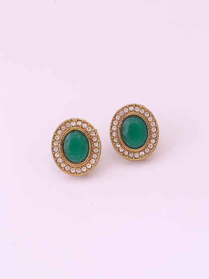 Green Oval Studs