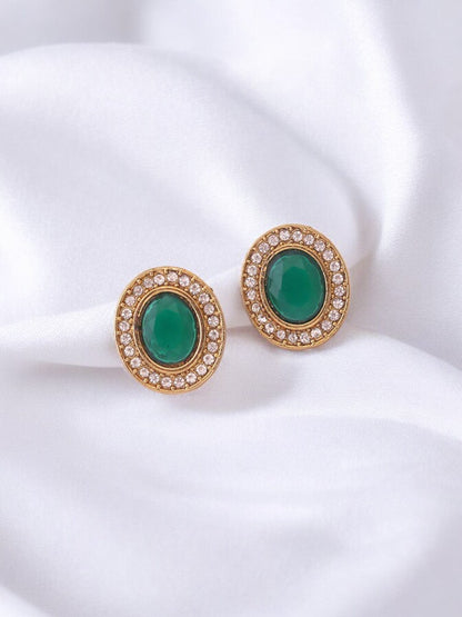 Green Oval Studs